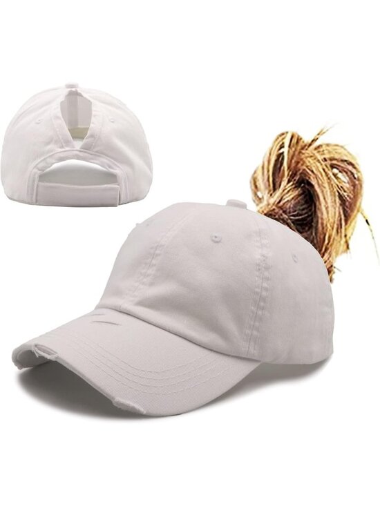 〽️Women White High Ponytail Baseball Cap Trucker Bad Hair Day Adjustable main image 6